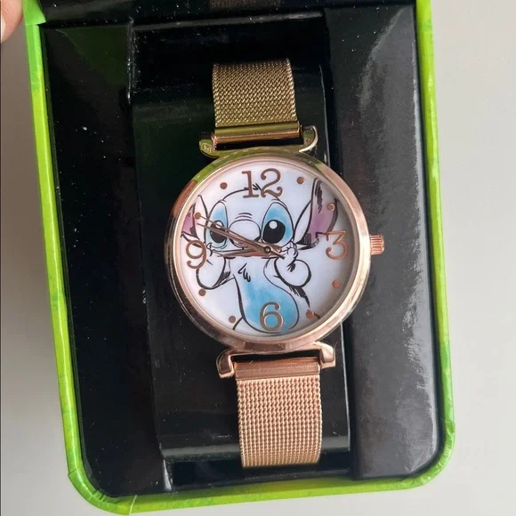 Disney LILO & Stitch NEW! Analog Quartz Wrist Watch Gold Accents, Kids Watch - Picture 4 of 5